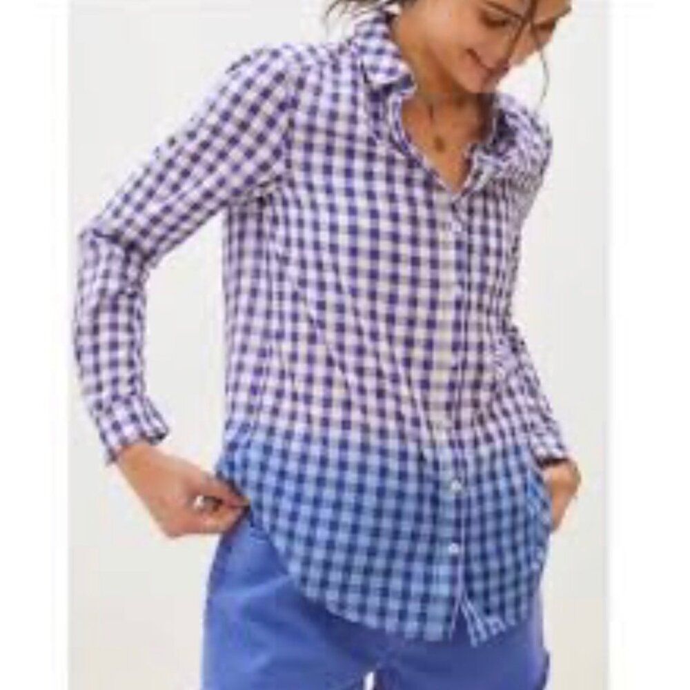 Anthropologie Pilcro Women Checked Button Down Dip Dye Shirt Size S NWT